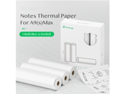 Rollo de papel térmico de 107 x 30 mm sin adhesivo para impresora Peripage A9 Max/a9s Max