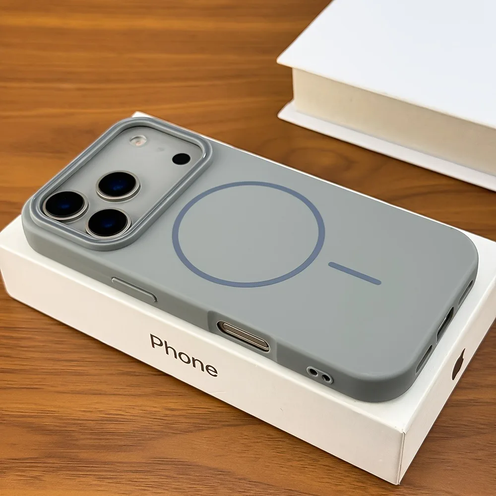 (iphone 15 Gris) Funda Magnética Mate Para Iphone, Compatible Con Carga Inalámbrica Magsafe.