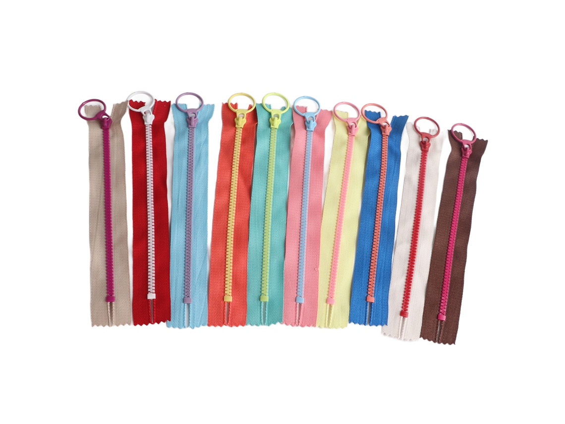 10 Cremalleras Coloridas De 15 Cm, Resina Resistente Con Contraste Para Costura, Manualidades Y Reparaciones.