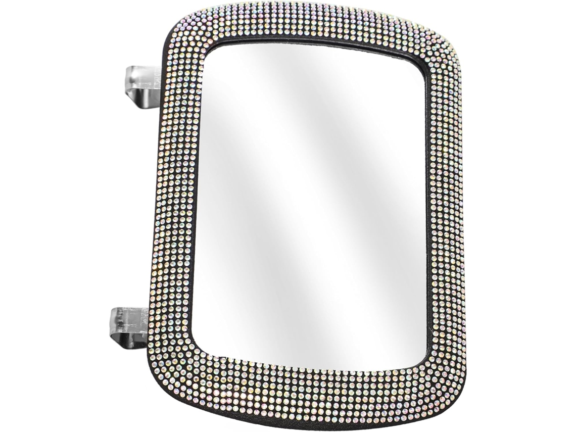 Espejo De Maquillaje Para Parasol De Coche Con Clip Decorativo De Diamantes De Imitación.