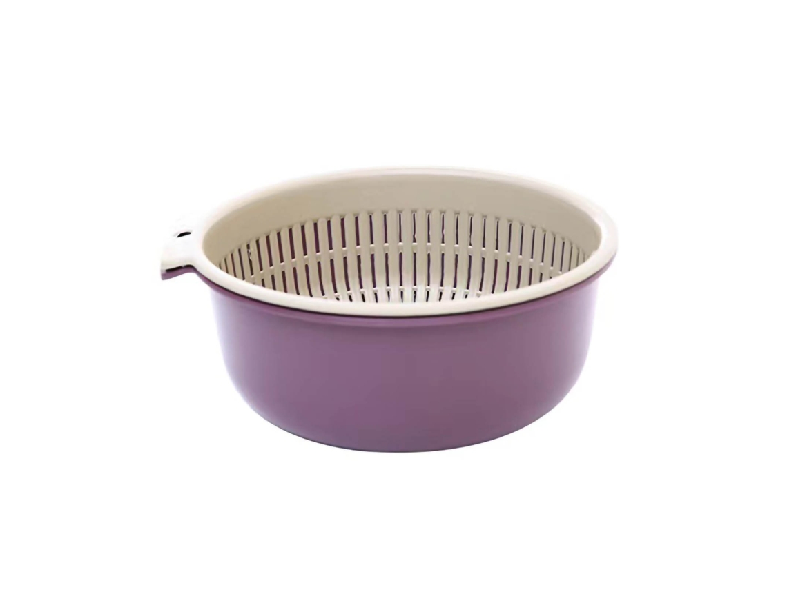 Colador De Cocina Seguro De Dos Capas De Pp Para Lavar Arroz, Frutas, Verduras Y Almacenar