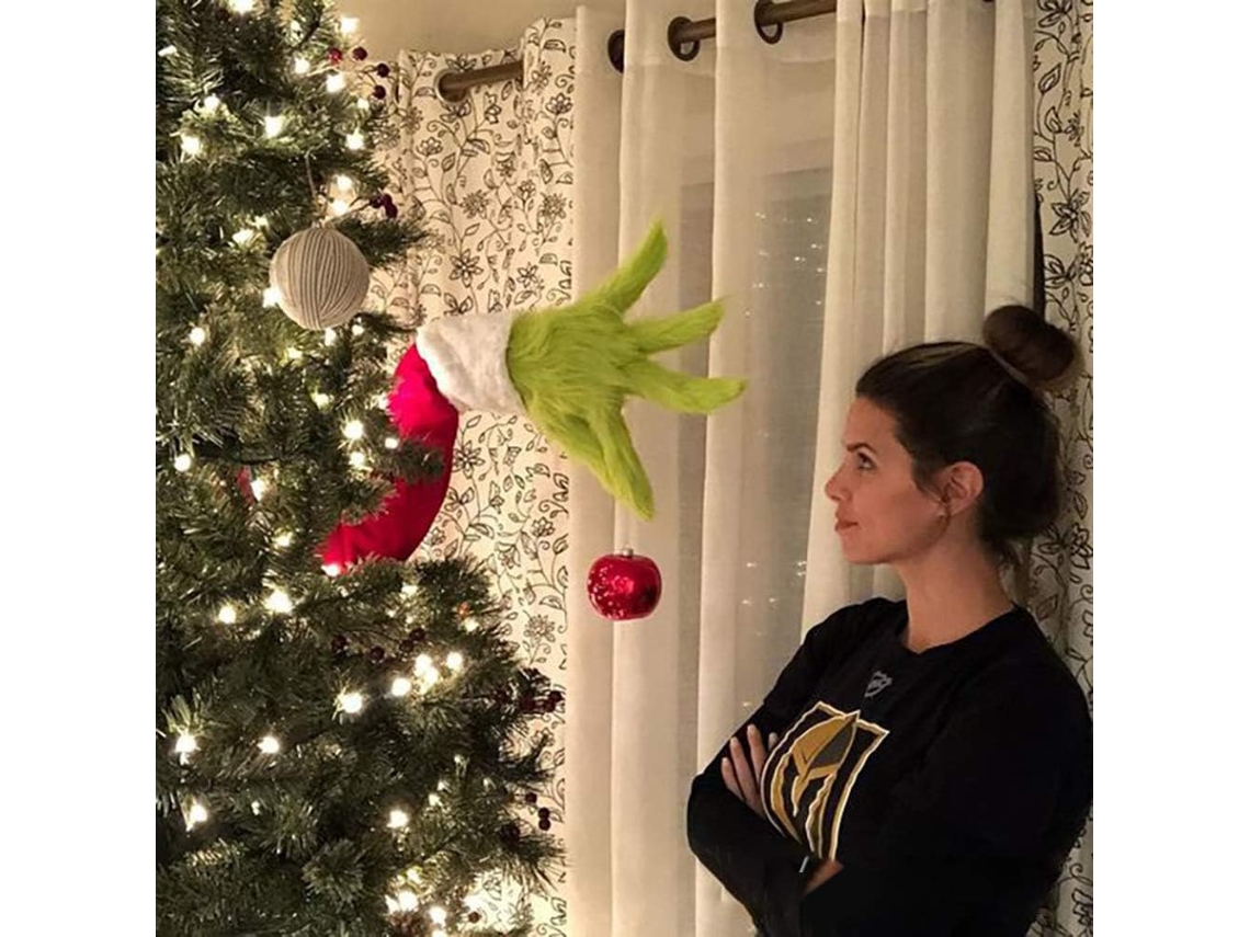 Soporte para adorno de brazo del Grinch - Verde - Brazo peludo para árbol de Navidad y decoración del hogar