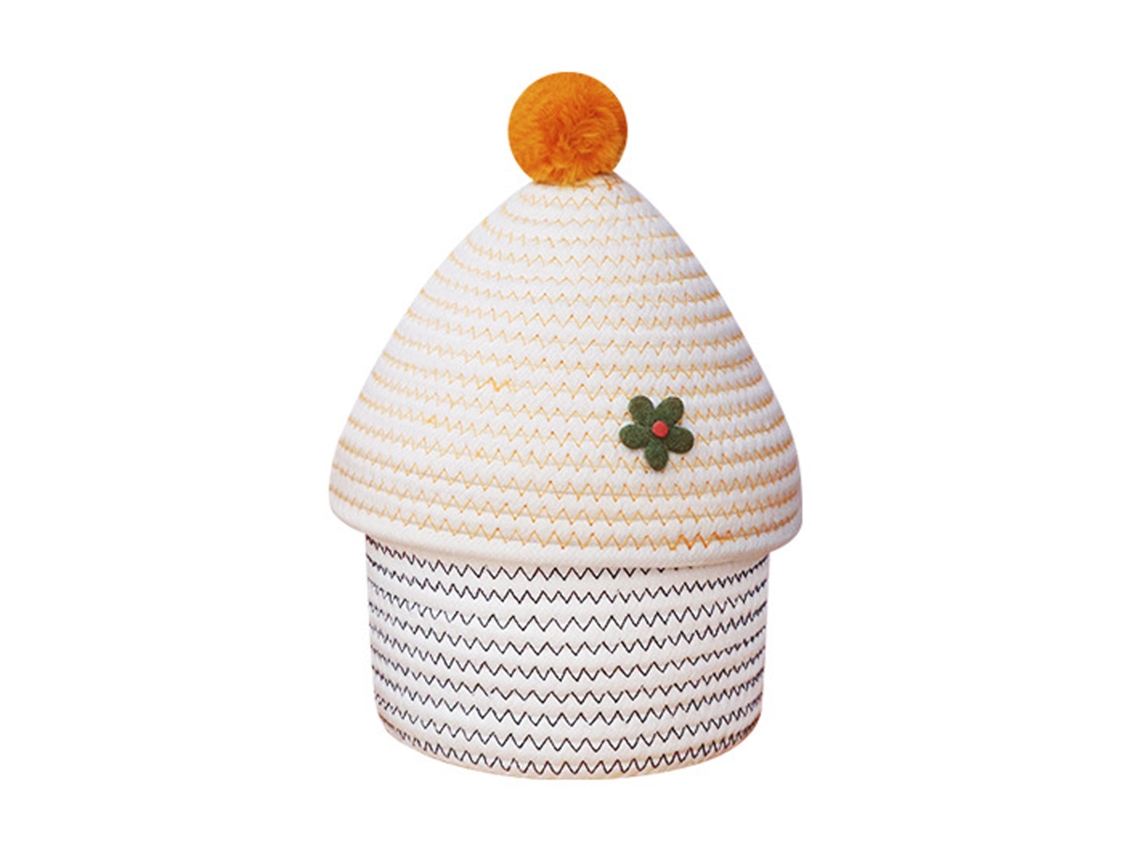 Cesta De Almacenamiento Redonda De Cuerda De Algodón Con Tapa, Organizador Decorativo Para Aperitivos, Beige