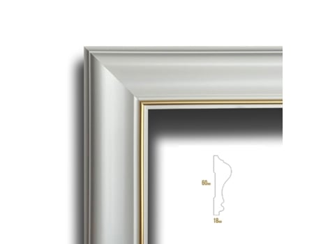 Marco Tirador Premontado Para Boiserie En Polímeros Línea Oro Hilo Dorado Blanco Marfil 9010 Varios Tamaños 50X120Cm ETERNAL PARQUET