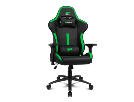 Silla Gaming DRIFT Dr350 Expert (Hasta 150 kg - Elevador a Gas Clase 4 - Negro y Verde)