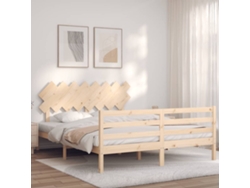 Cama De Matrimonio | Cama Para Adultos | Estructura De Cama Con Cabecero Madera Maciza 160x200 Cm