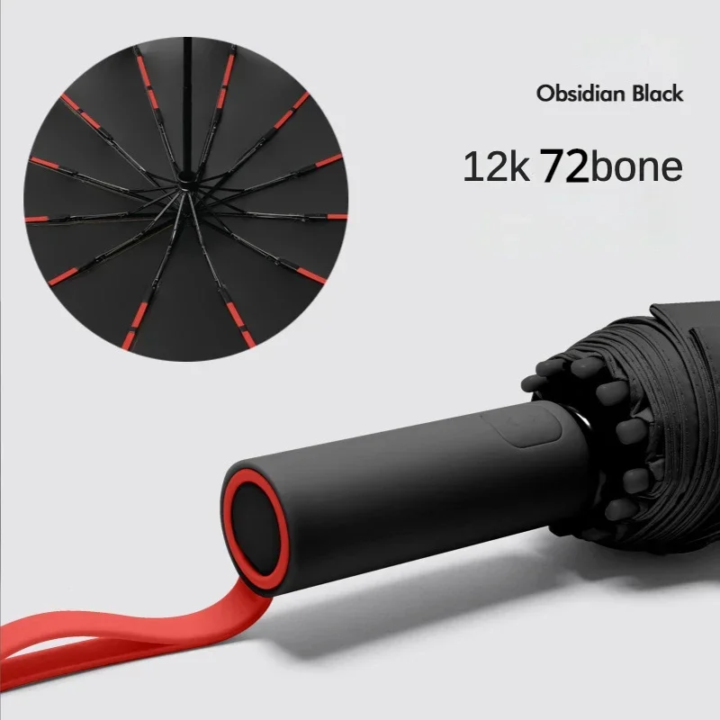 (negro, 12k) Paraguas Plegable Automático, Resistente Al Viento Y De Alta Resistencia, Con Protección Solar Upf50+ Contra Los Rayos Uv.