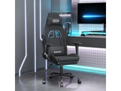 Silla gaming con reposapiés, tela negra.