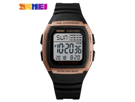 Relojes deportivos digitales para hombre, retroiluminación LED resistente al agua/alarma/cronómetro relojes de pulsera-oro rosa LUUCOZK