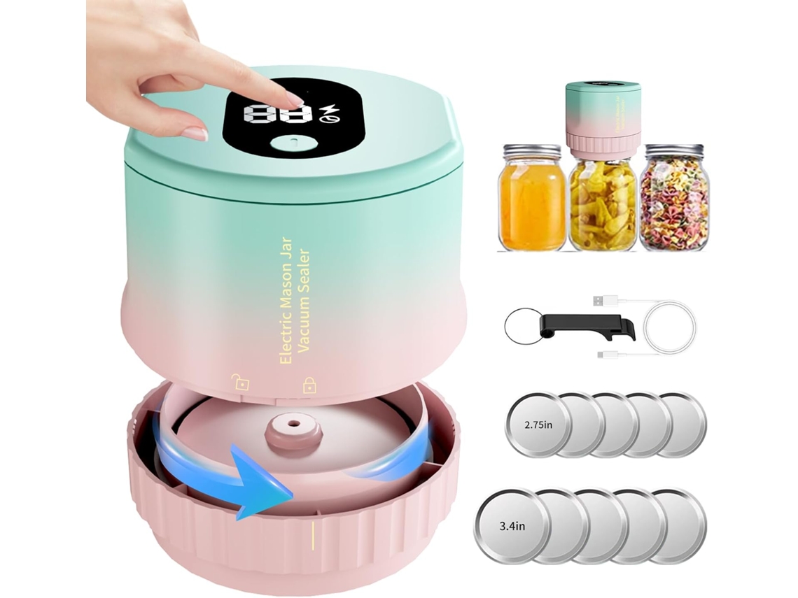 Sellador Al Vacío Eléctrico Para Frascos Mason Con Tapas De Boca Ancha Y Regular Para Almacenar Alimentos, Chrui