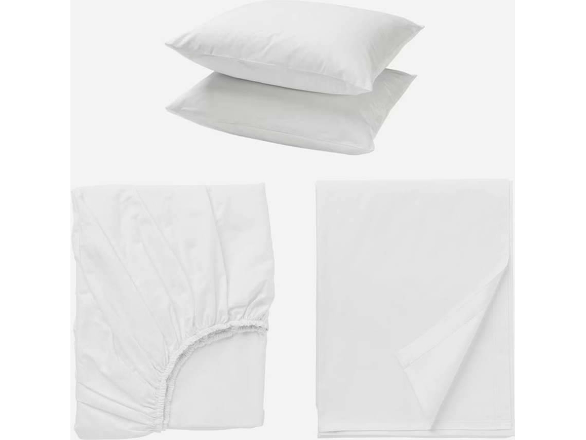 Lençol ONIRICA Jogo Cama Completo Branco (90x200x30 cm) (1 Lençol de Cima 160 x 280 cm + 1 Lençol de Baixo Ajustável 90x200 + 1 Fronha 50x70 cm - Branco)