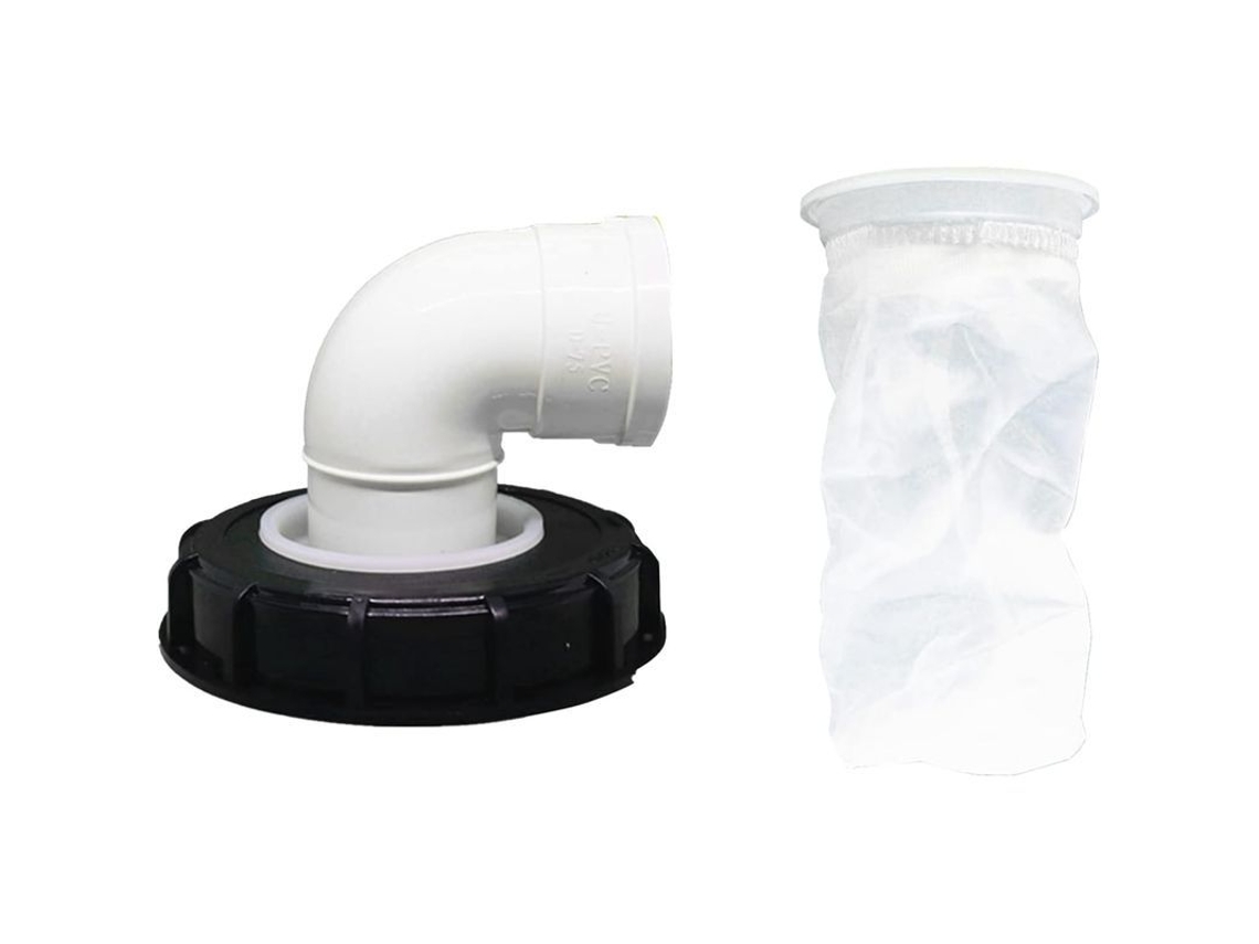 Filtro Tapa Ibc 90°, Filtro Agua Lluvia Nylon 165mm Lavable Para Tanque Ibc Dn 150