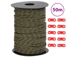 vidaXL Cuerda de vientos con tiras reflectantes y tensores 50 m 3 mm