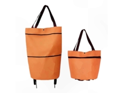 Carrito de compra plegable con ruedas y bolsa con cremallera de dos compartimentos. Diseño plegable para facilitar el almacenamiento y el transporte. GOKOCO