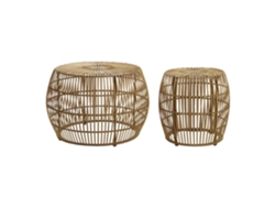 Set 2 Mesa Centro Bambú Natural 70x70x50cm