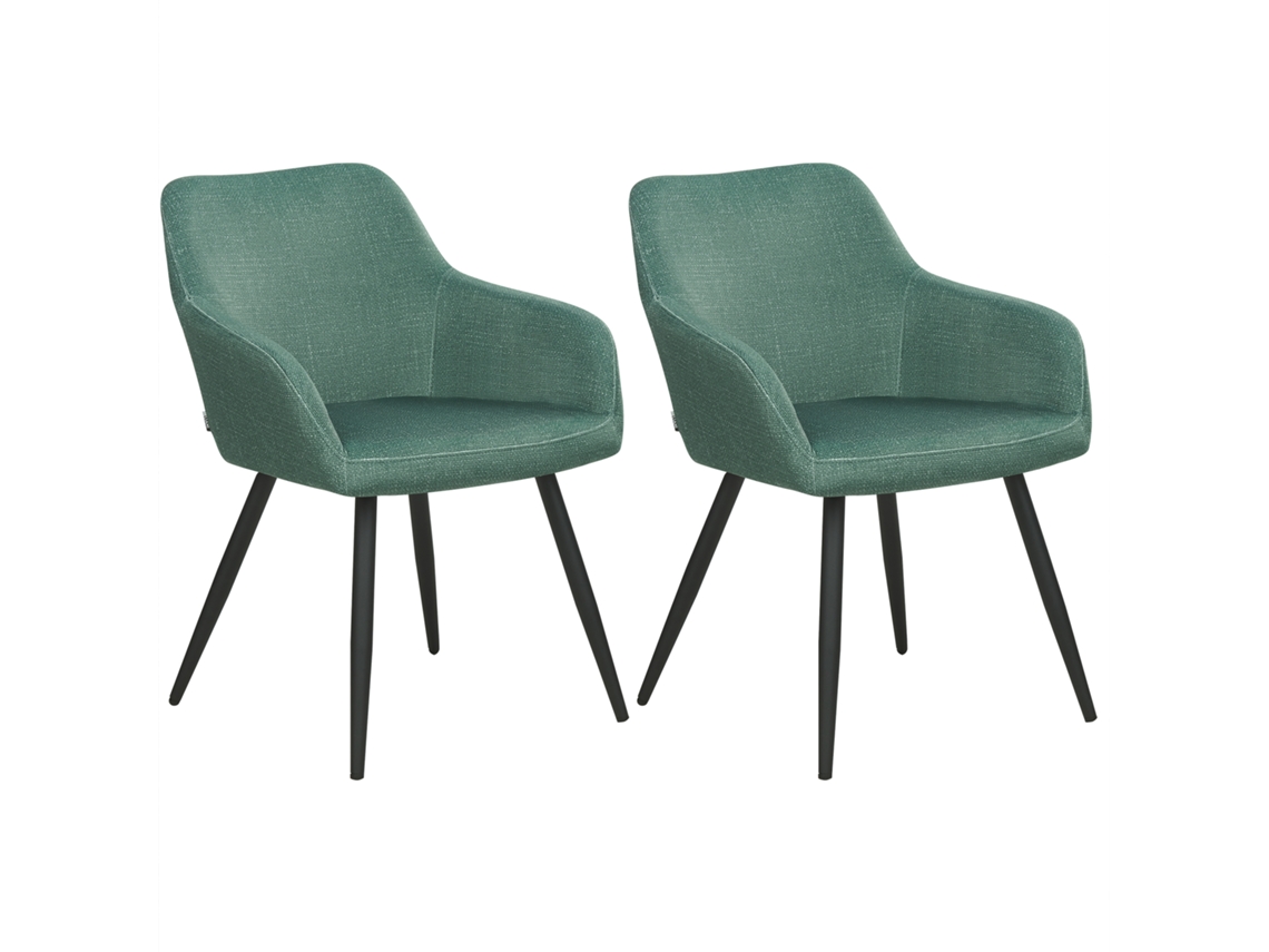Conjunto de 2 cadeiras de refeição modernas BELIANI Casmalia de Veludo Verde 59x62x78