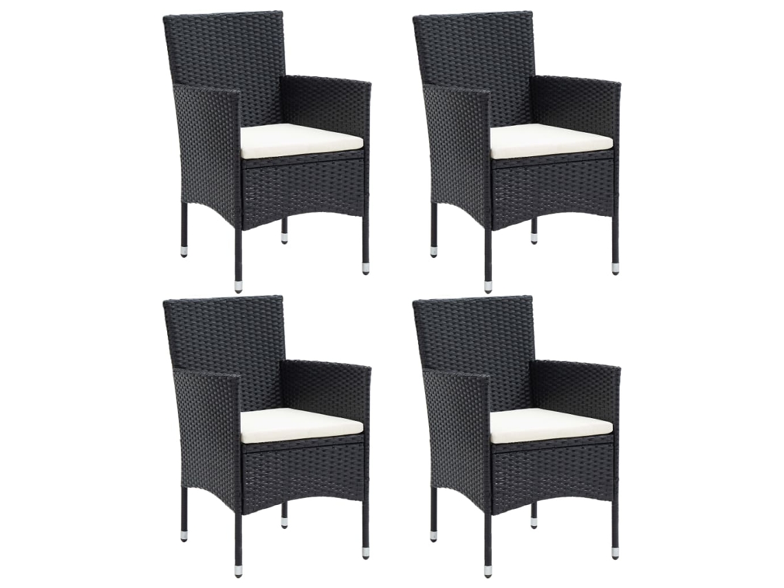 Sillas de comedor de jardín DKD Home Decor de 4 piezas en mimbre sintético negro