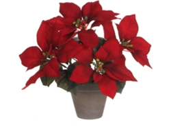 Planta Flor Navidad Roja En Jarrón Gris MICA DECORATIONS (27x35cm)