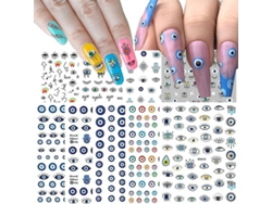 9 Pegatinas 3d De Ojo Turco Para Uñas, Calcomanías Autoadhesivas, Suministros Para Decoración De Uñas Diy.