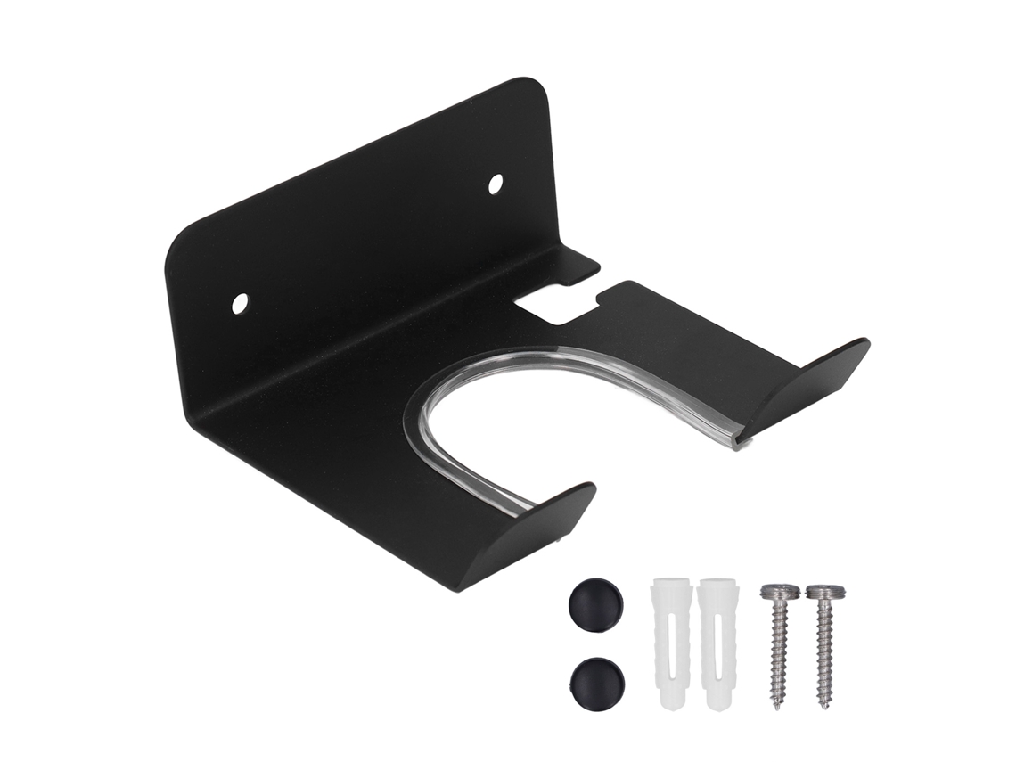 Soporte para secador de pelo de acero inoxidable negro para baño