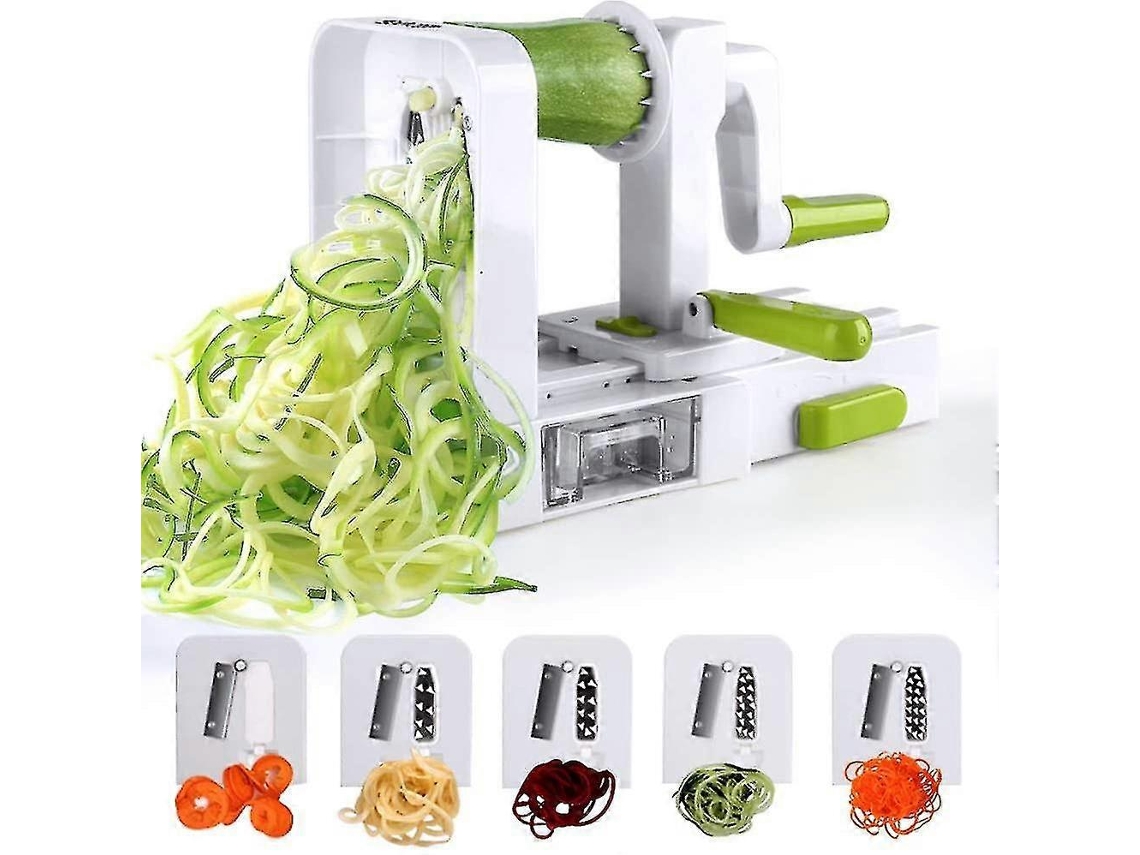 Espiralizador de verduras plegable con 4 cuchillas de acero inoxidable para hacer fideos de calabacín y pasta de verduras.