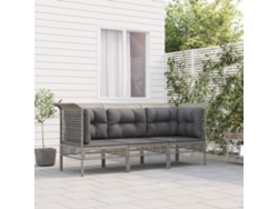 Conjunto de jardín de 3 piezas DKD Home Decor con cojines de mimbre gris