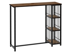 Mesa De Bar Con 3 Estantes, Madera Y Acero, Marrón, 120x40x105cm