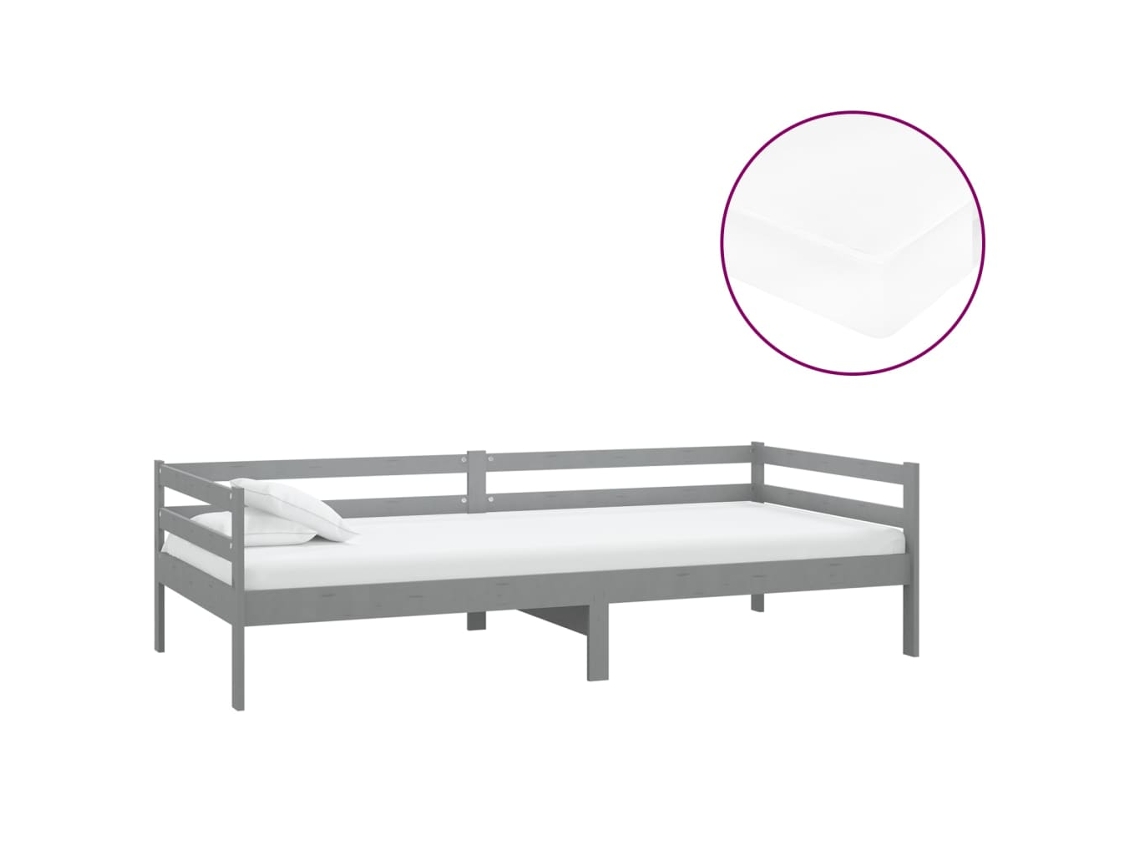 Maison Exclusive - Sofá Cama Con Colchón Madera De Pino Maciza Gris 90x200 Cm