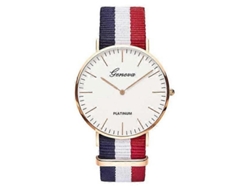 Reloj de cuarzo ultrafino y sencillo de dos piezas con esfera grande y dos pasadores, correa de nailon y lona Hengrongshen a juego (amarillo).