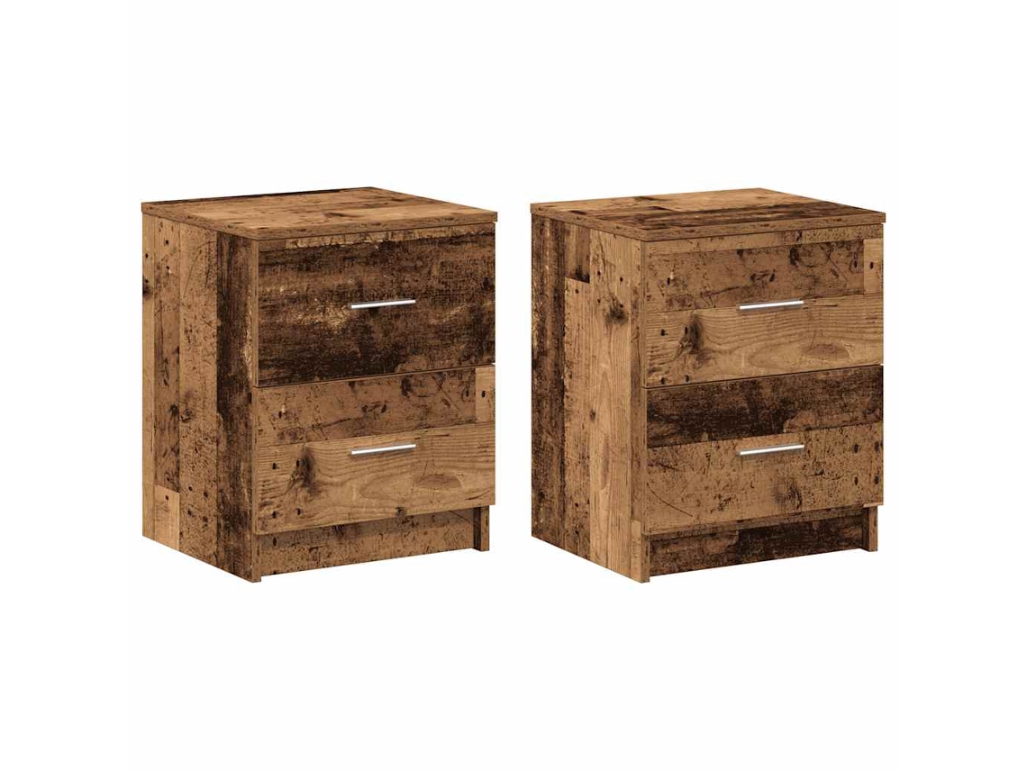 Maison Exclusive - Mesitas De Noche (2 Unidades) Con 2 Cajones, Madera Envejecida, 40x36x50 Cm