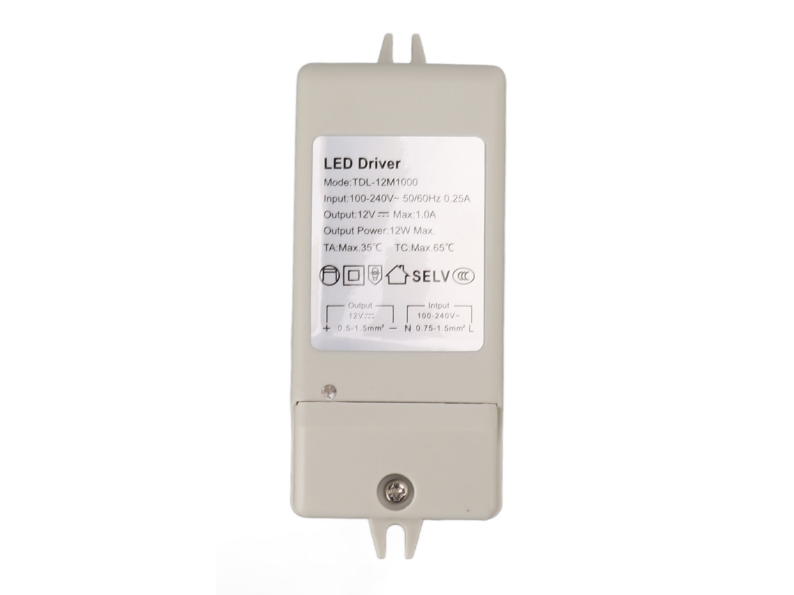 Controlador LED 2026 12W CC 12V 1A Fuente de alimentación de corriente constante para tiras LED CA 100-240V TDL 12M1000