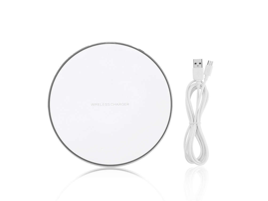 Cargador Inalámbrico Ultra-delgado Y Portátil Qi Para Iphone 8/x/8p De Aluminio Blanco