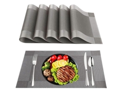 2026-35239-6 Fundas Para Mesa Antideslizantes Lavables, Resistentes Al Calor, Plata, Diseño Simple