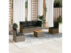 Conjunto de sofá de jardín de 6 piezas con cojines de mimbre gris, Dkd Home Decor