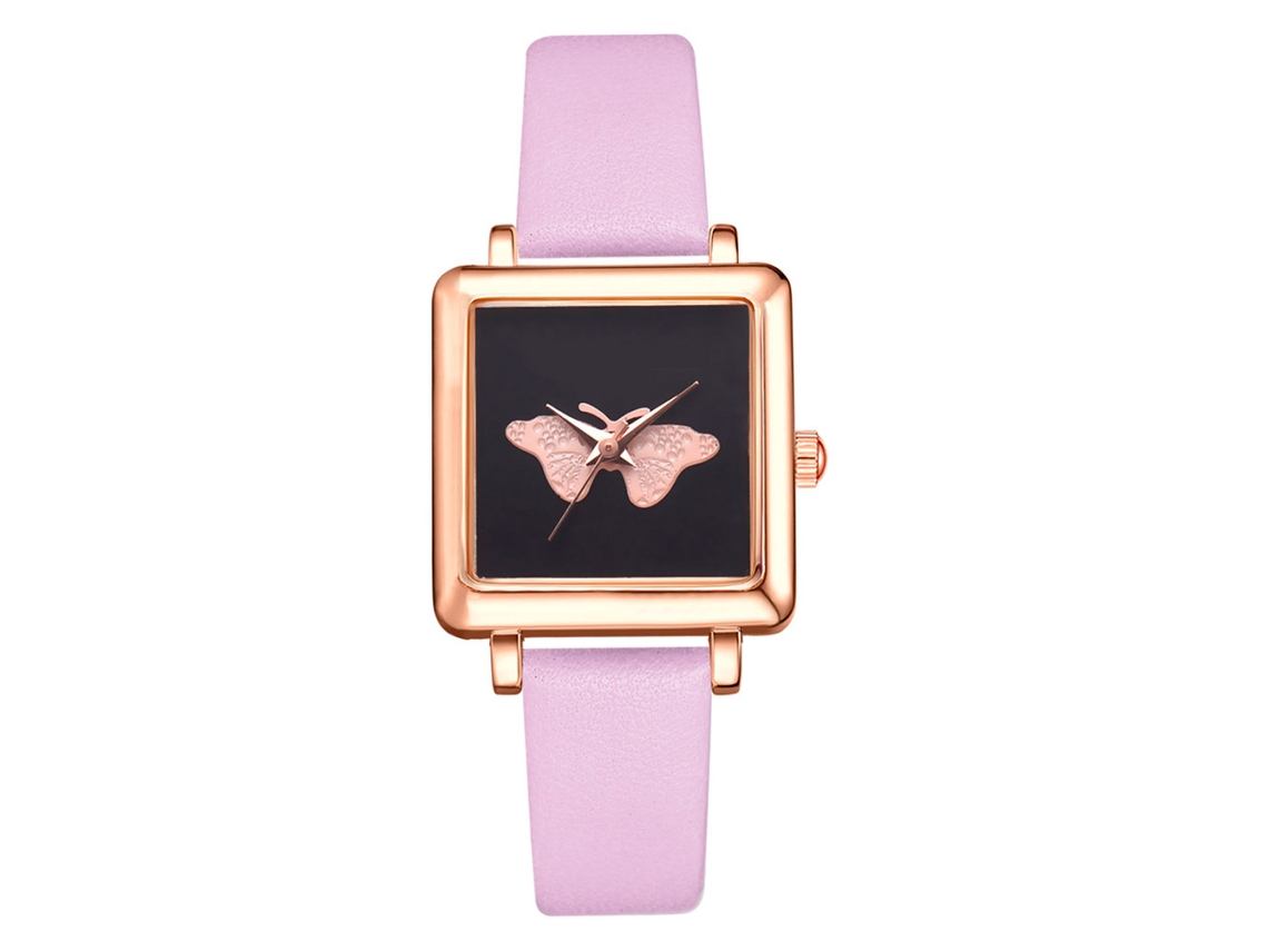 Reloj De Pulsera Casual Para Mujer Lvpai De Piel Sintética Con Esfera Cuadrada Rosa