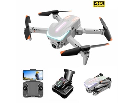 VPCOMERCIAL - Drone K109 con luz de respiración colorida de una sola cámara 4K (3 baterías - Duración de la batería: 12 min - Gris)