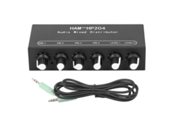 Distribuidor Mezclador Estéreo 2 Entradas 4 Salidas Control Independiente Amplificación 5x Para Pc Micrófono Guitarra Teclado Dc 5v A 19v
