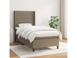 Cama Box Spring Con Colchón Tela Gris Taupe 90x200 Cm