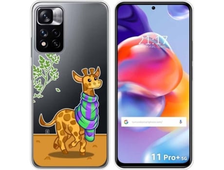 Carcasa para Xiaomi Redmi Note 11 Pro+ Plus 5G TUMUNDOSMARTPHONE Dibujos Transparente Jirafa Multicolor