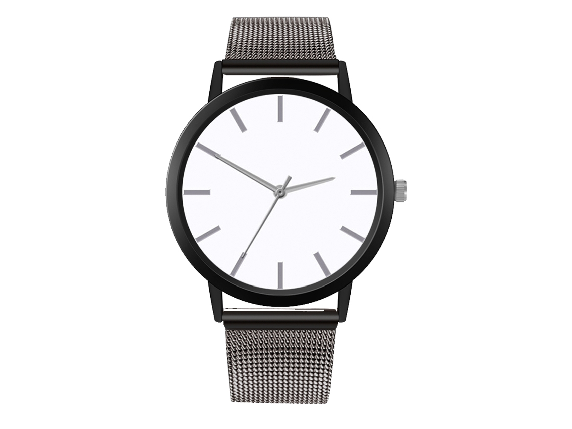 Reloj De Pulsera Analógico De Moda Con Correa De Malla Y Movimiento De Cuarzo (caja Metálica + Blanco).