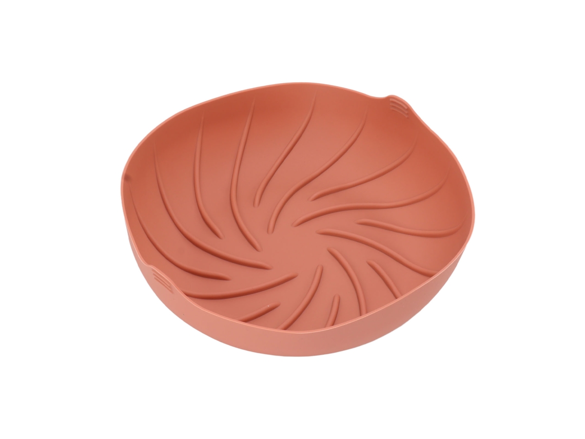 Cesta De Silicona Rosa Con Revestimiento Redondo Grande Para Freidora, Resistente A Altas Temperaturas.
