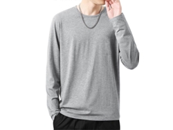 Camiseta Hombre De Manga Larga Cuello O Talla 3xl Gris Para Otoño Invierno Casual Suave 3xl Gris