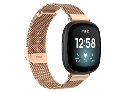 Correa de reloj inteligente para Fitbit Versa 4/Versa 3/Sense 2/Sense Hebilla de metal de malla fina Milán integrada (oro rosa)