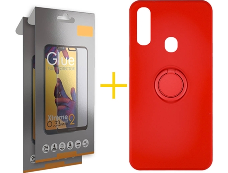Carcasa + 2 Protectores de Pantalla para Samsung Galaxy A20e SKYHE Rojo