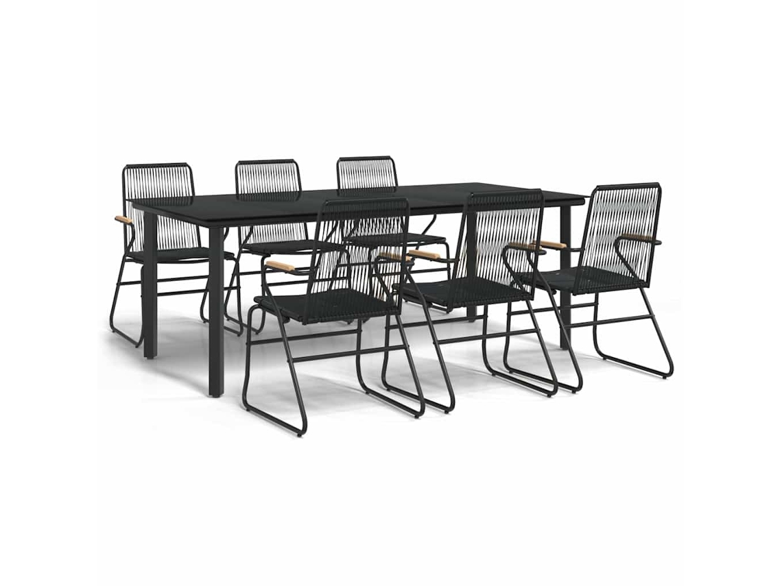 Maison Exclusive - Juego De Comedor Para Jardín 7 Piezas Ratán Pvc Negro