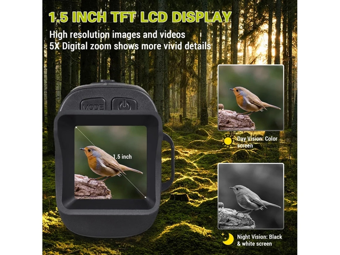 Gafas de visión nocturna digitales, monocular de 7 niveles para la oscuridad con zoom digital de 5x, 3000 mAh, guarda fotos desde 24 horas. Yizhood