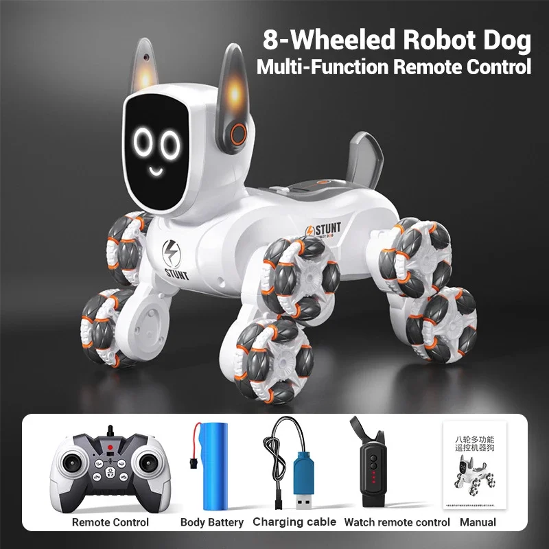 Cachorro Mecánico Inteligente Para Niños, Controlado Por Voz, Control Por Gestos, Robot Acrobático Transformable En Coche