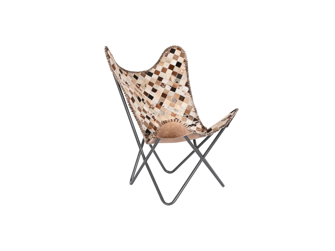 Sillon Piel Hierro Rombos Camel 70x70x90cm