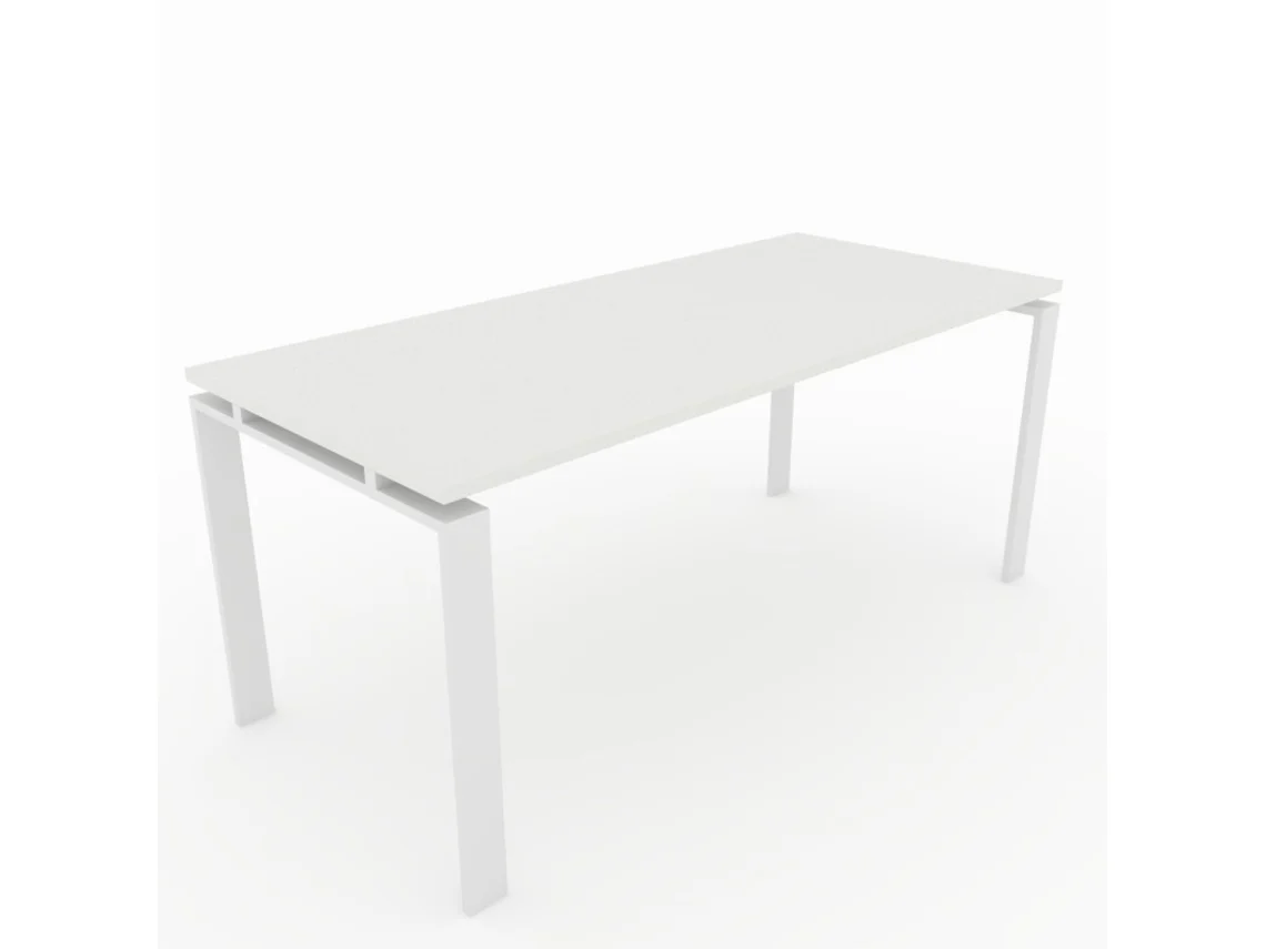 Mesa/Escritorio para teletrabajo, Oficina y hogar. Estructura Abierta Color Blanco. Tablero color Roble Azabache. Fabricado en España. (200x80cm). OFICIT