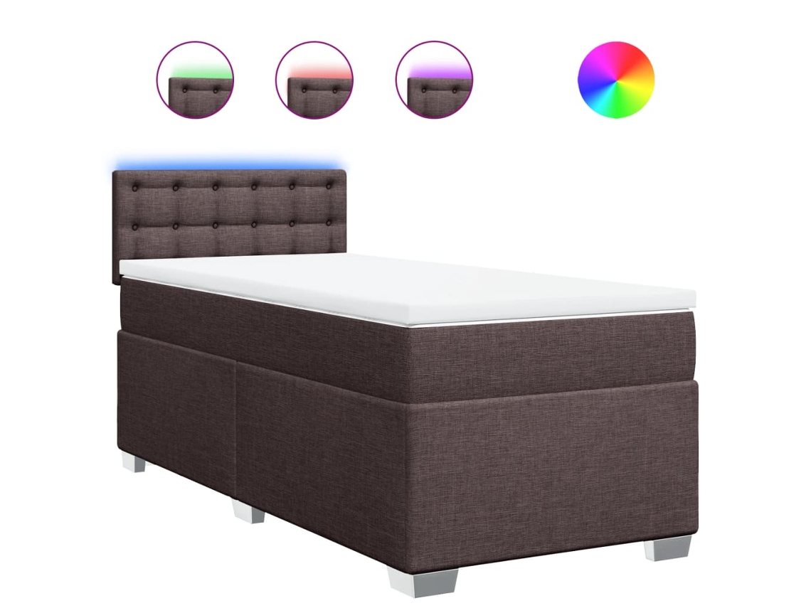 Maison Exclusive - Cama Box Spring Con Colchón Tela Marrón Oscuro 90x200 Cm